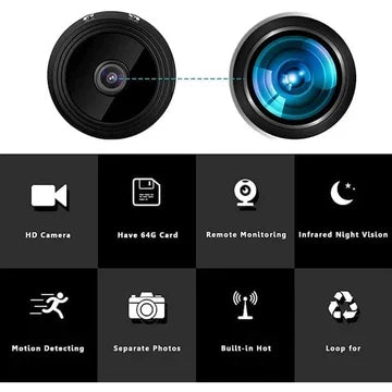 Zeer compacte draadloze camera, de WatchPoint Mini 1080p, voor onopvallende huis- en kantoorbeveiliging.