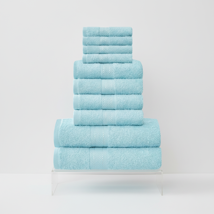 Elegante 10-delige handdoekenset, ideaal als luxe badkamertextiel en stijlvolle huisdecoratie.