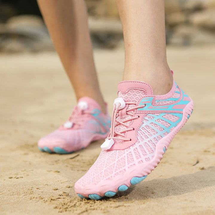 Anti-slip rubberen zool van unisex waterschoenen, biedt veilige grip op natte ondergronden & strand.