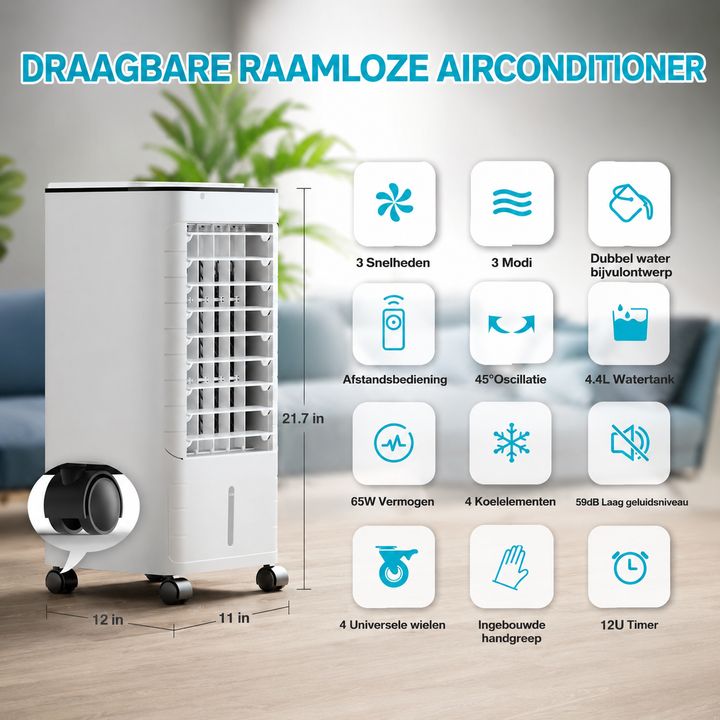 Draagbare Raamloze Airconditioner | Directe Koelte