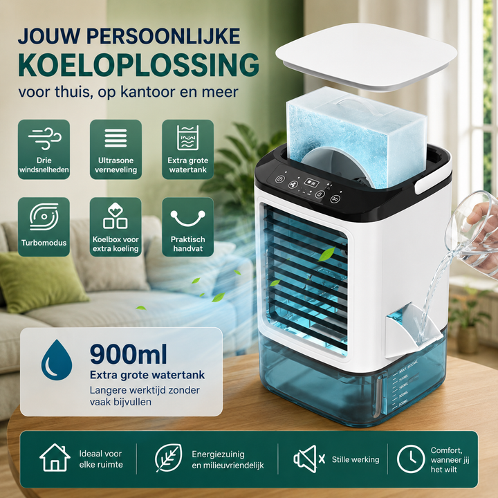 Draagbare Airconditioner met Ultrasone Koeling | 3 Snelheden voor Optimaal Comfort