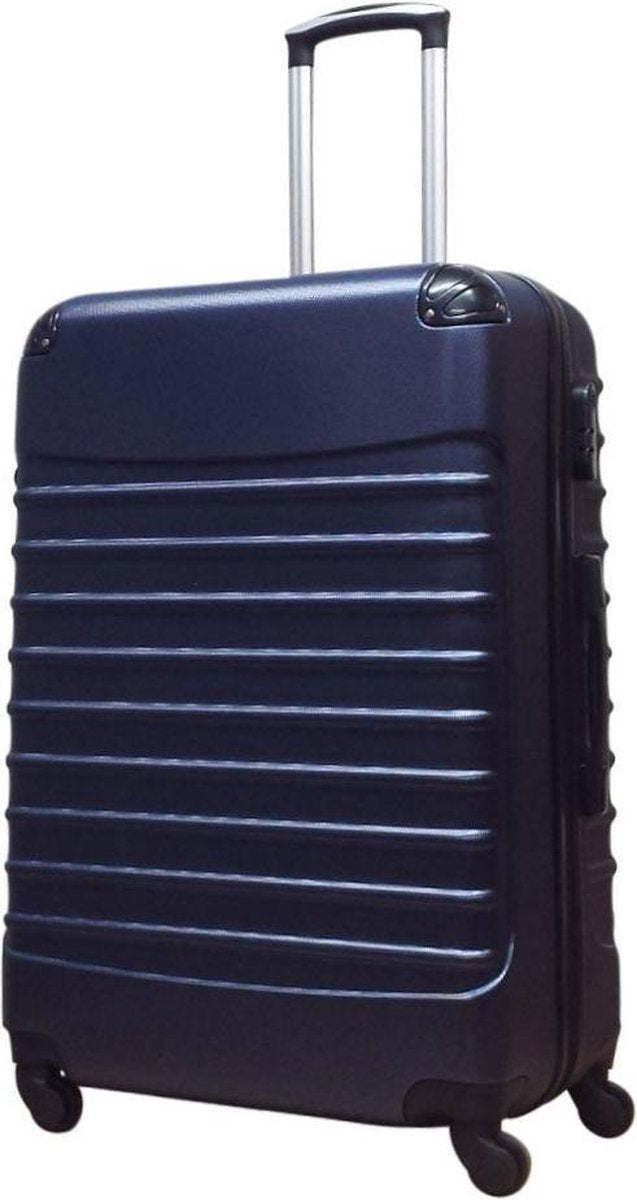 Premium donkerblauwe hardcase koffers, 2-delig, met 4 wielen en cijferslot, ideaal voor elke reis.