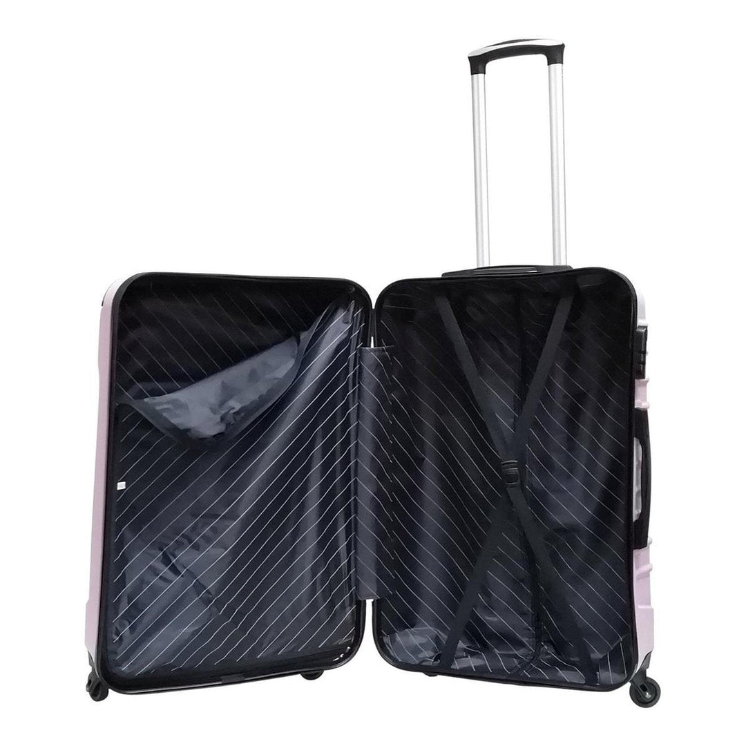 Rode hardshell reiskofferset met uitschuifbaar handvat en stevige ritssluiting, perfect voor je bagage.