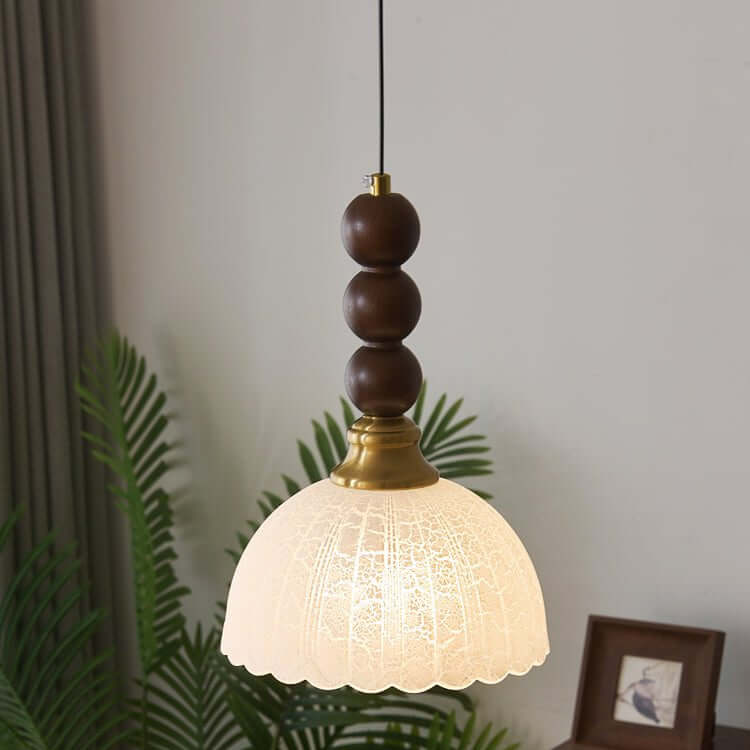 Hanglamp met Glas - Hout & Metaal