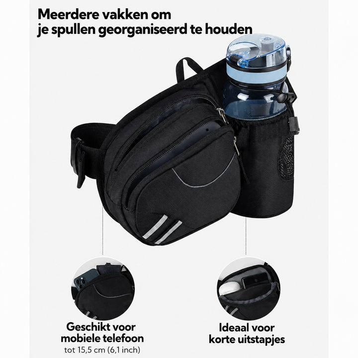 Waterafstotende Nylon Heuptas met Geïntegreerde Fleshouder