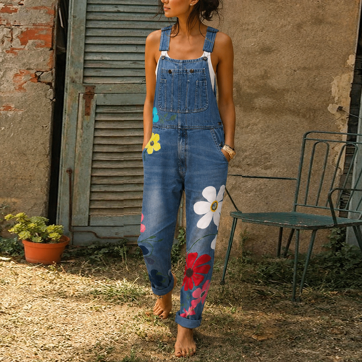 Denim Jumpsuit met Bloemenpatroon | Stijlvol en Comfortabel