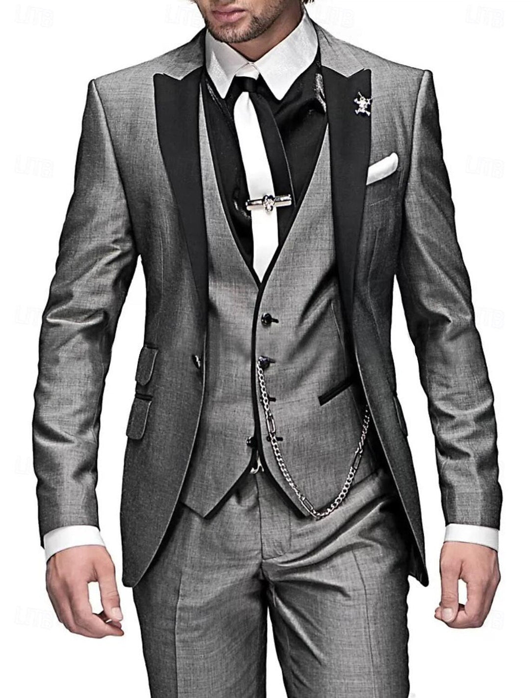 "3-delige herenset, elegante linnen blazer, gilet en broek in beige voor een stijlvolle en verfijnde look."