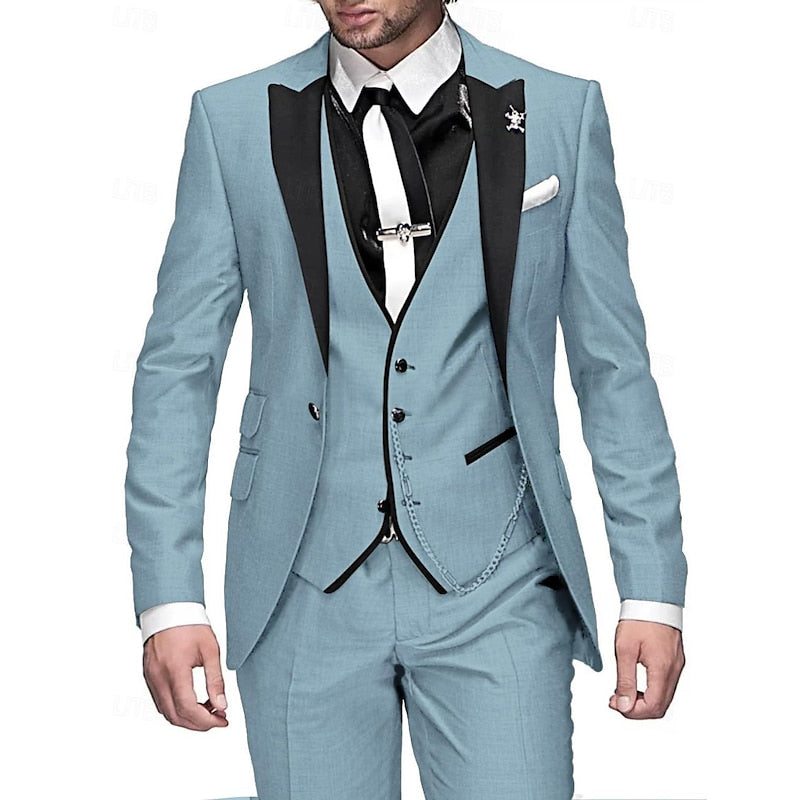 "3-delige herenset, elegante linnen blazer, gilet en broek in beige voor een stijlvolle en verfijnde look."