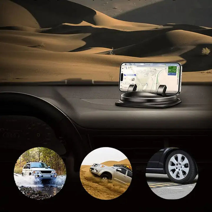 "360° draaibare telefoonhouder voor auto, met sterke grip en eenvoudige installatie, perfect voor elke smartphone"