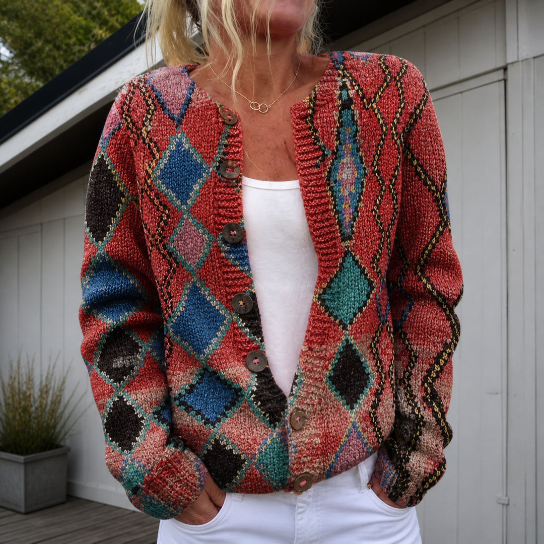 Warme Dames Gebreide Vest | Bloemenprint | Comfortabel en Stijlvol