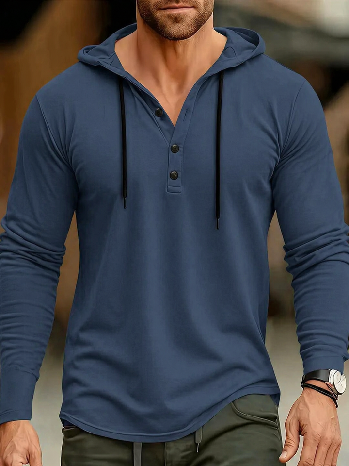 Heren hoodie - Lichtgewicht & Ademend - Drie-Knopen Sluiting