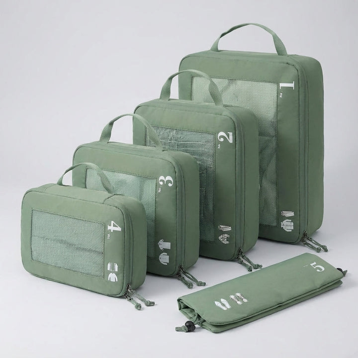Compressie reisorganizers (5-delig) voor koffer, creëer extra ruimte in je bagage.