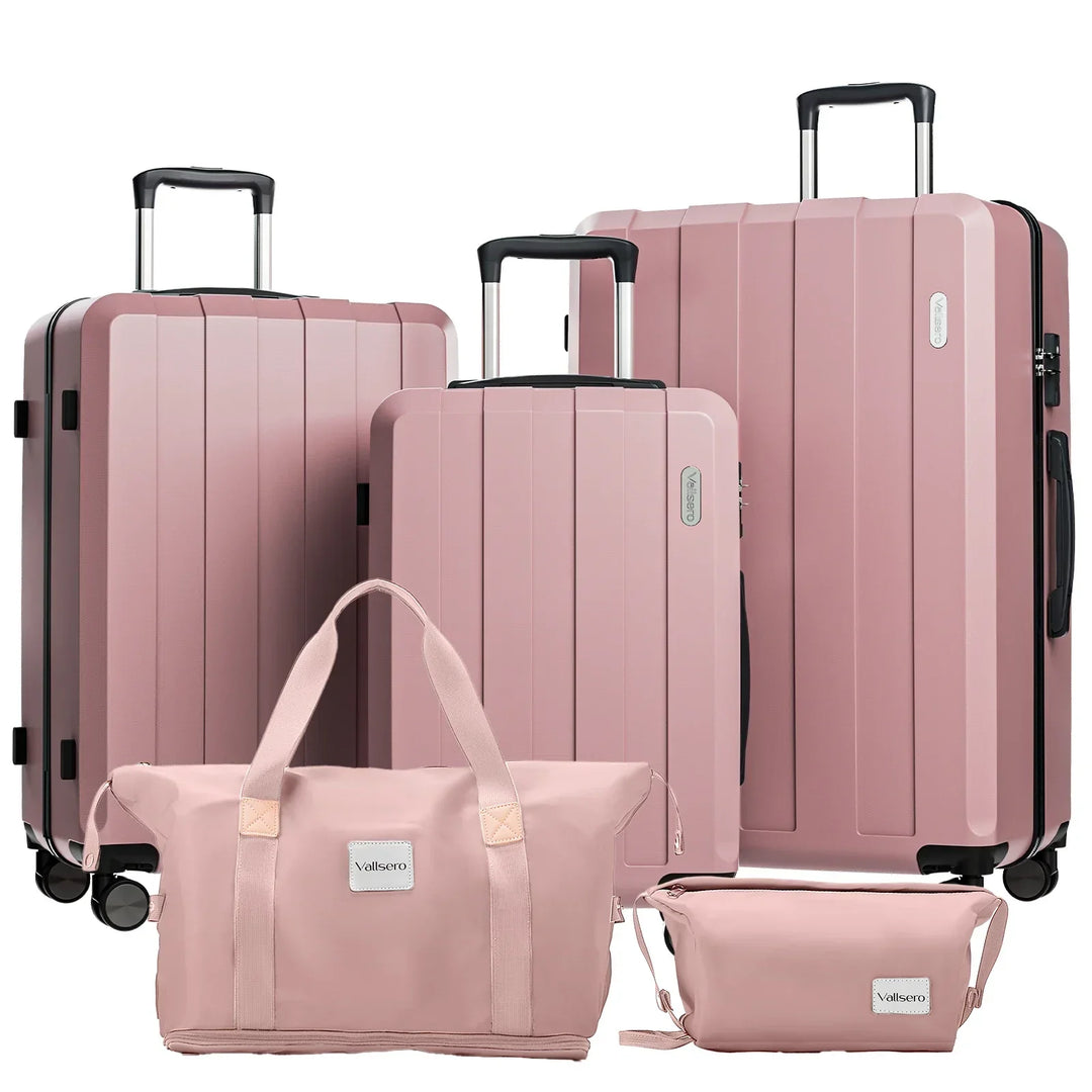 5-in-1 Barcelona Explorer hardcase kofferset: diverse formaten reisbagage met spinnerwielen en TSA-slot.