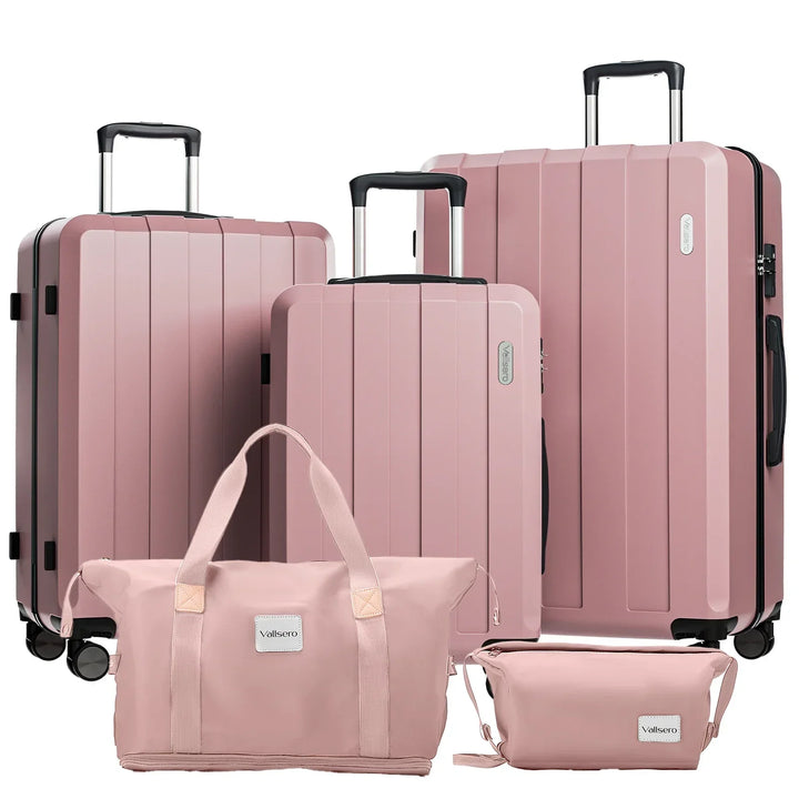 5-in-1 Barcelona Explorer hardcase kofferset: diverse formaten reisbagage met spinnerwielen en TSA-slot.