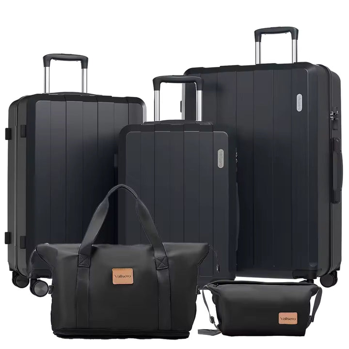De complete 5-in-1 hardcase kofferset Barcelona Explorer, gestapeld en klaar voor jouw avontuur.