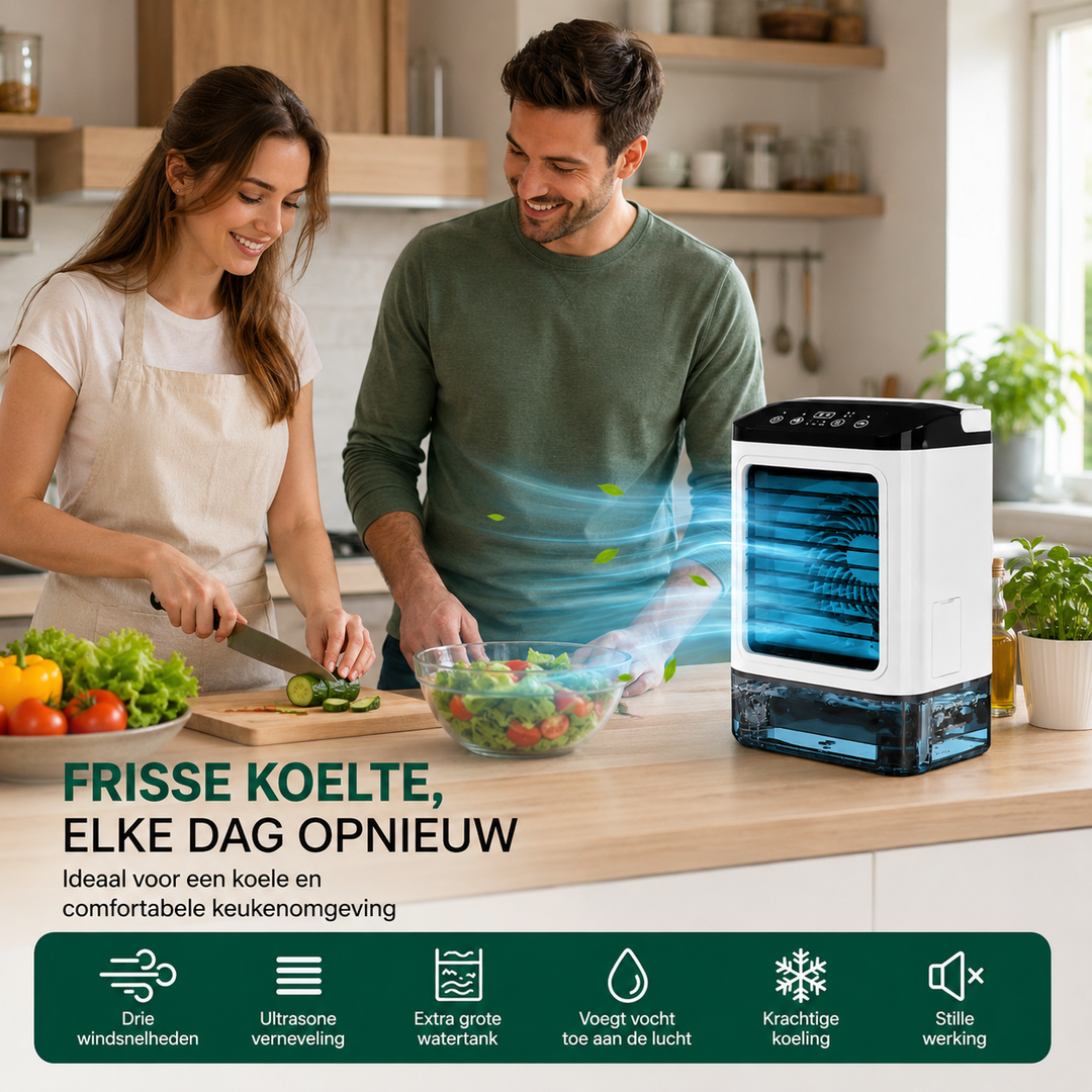 Draagbare Airconditioner met Ultrasone Koeling | 3 Snelheden voor Optimaal Comfort