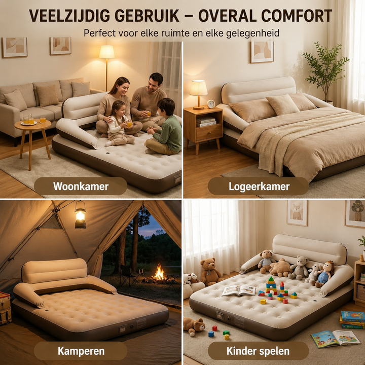 Luxe Luchtbed met Pomp & Rugleuning | Inclusief Kussens