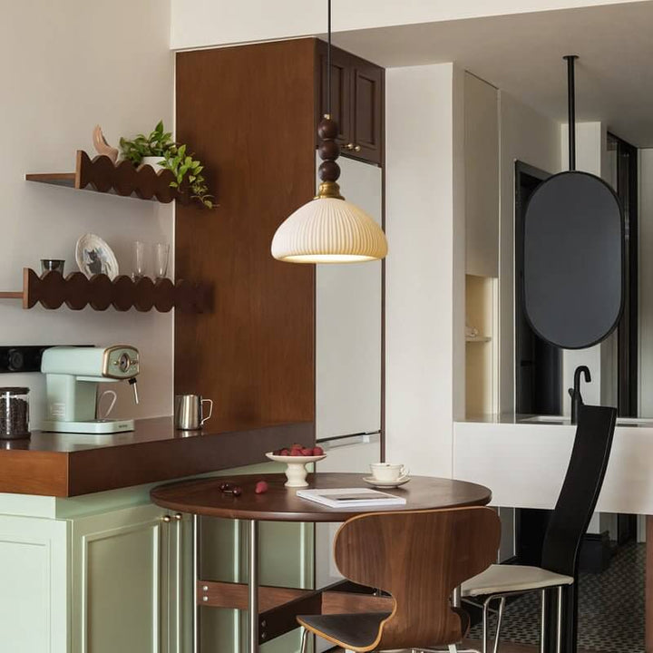 Hanglamp met Glas - Hout & Metaal