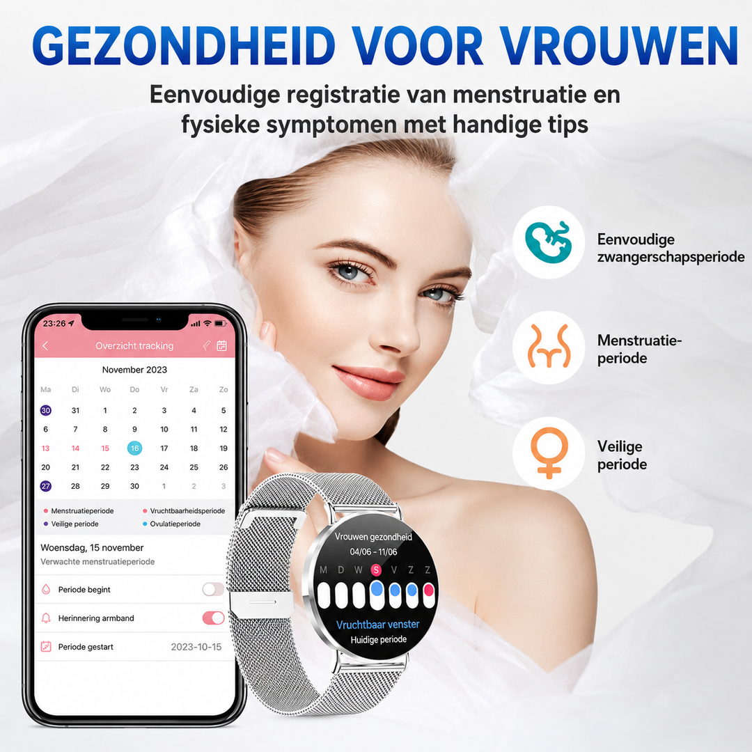 Luxe Galaxy Smartwatch voor Vrouwen – Stijl en Gezondheidsmonitoring