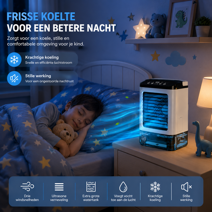 Draagbare Airconditioner met Ultrasone Koeling | 3 Snelheden voor Optimaal Comfort