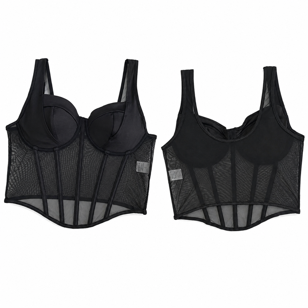 Noemi | Verleidelijke Sheer Mesh Bustier Top - Speels & Elegant
