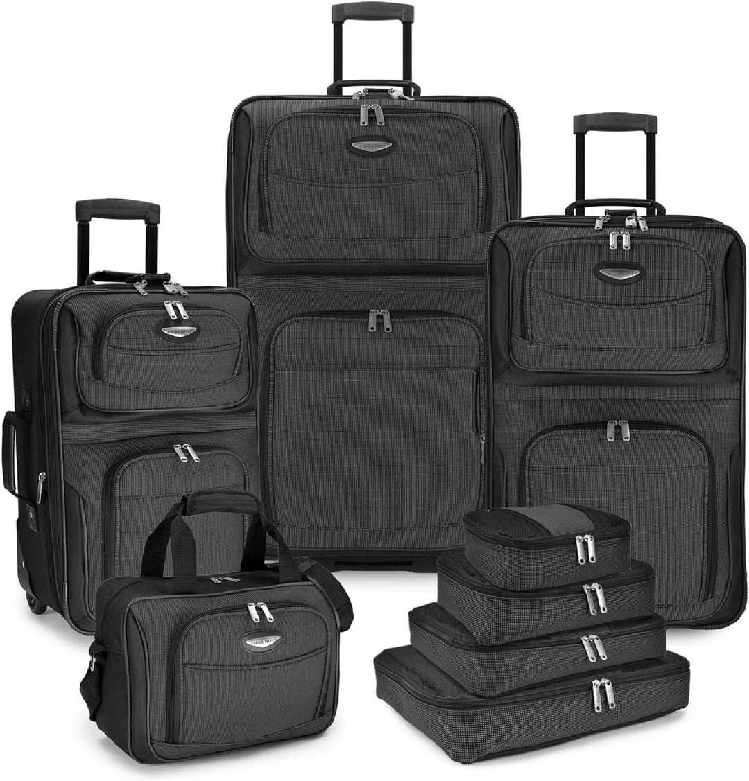 Overzichtelijke softshell bagageset inclusief inpak cubes voor georganiseerde vakantiespullen.