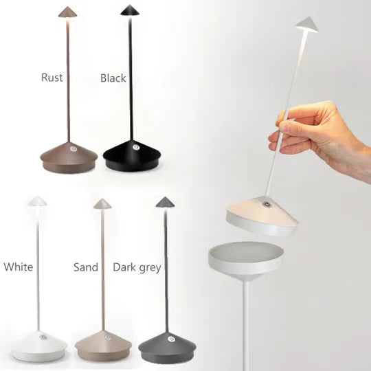 Stijlvolle draadloze LED tafellamp voor woonkamer, dimbaar, modern design, oplaadbaar, als woondecoratie.