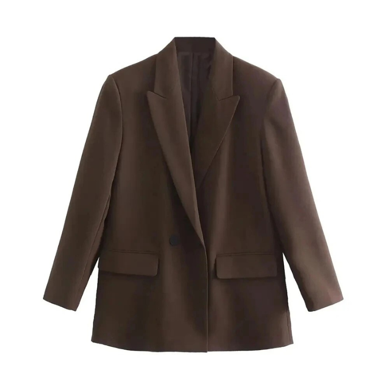 Trendy dames blazer met oversized pasvorm, ideaal voor een elegante en eigentijdse mode-uitstraling.