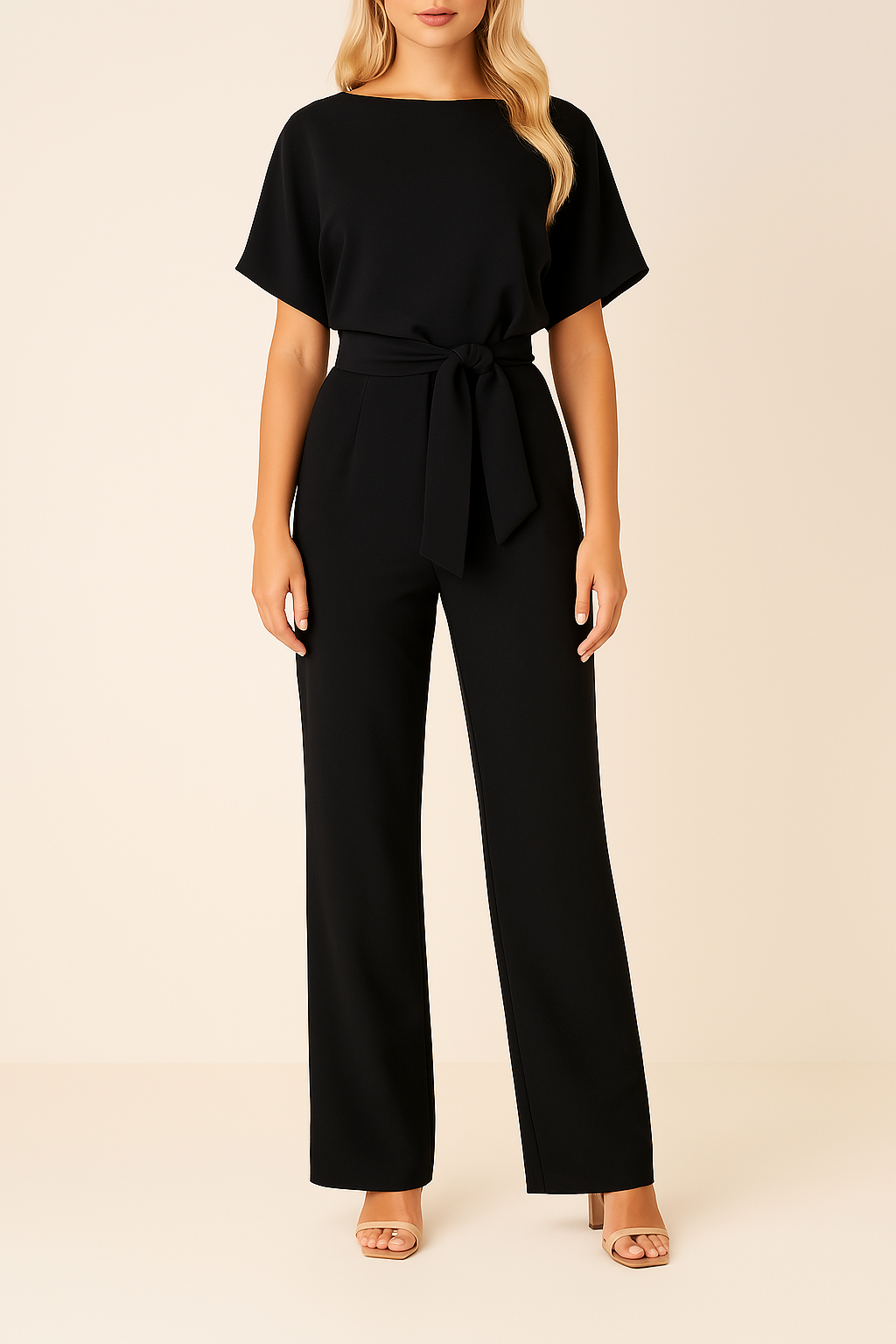 Zwarte dames jumpsuit, ideaal voor zowel casual dagen als chique avondgelegenheden.