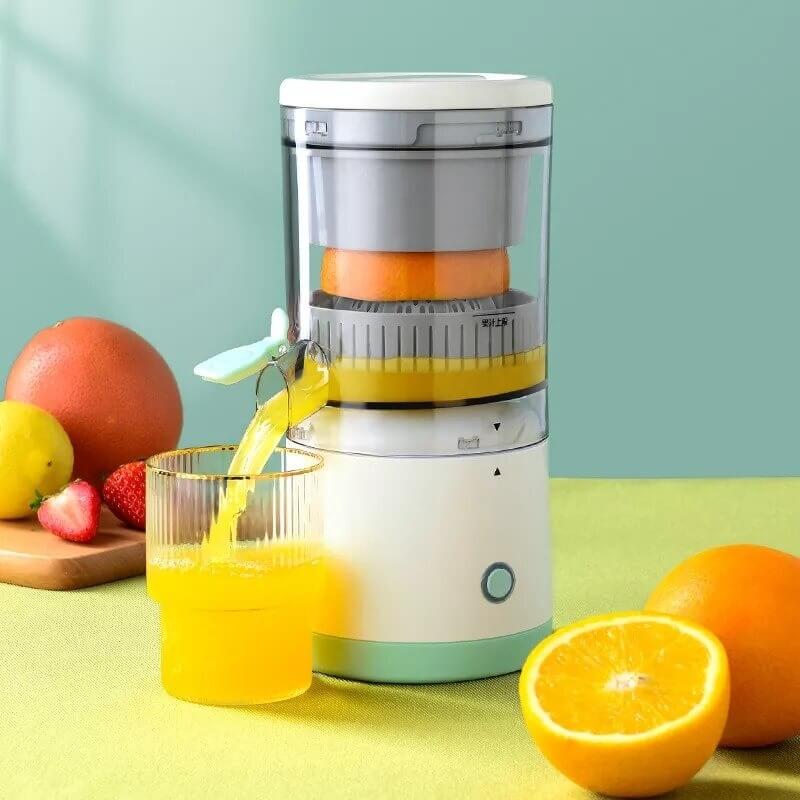 Draadloze elektrische sapcentrifuge voor vers fruitsap, gezond en overal genietbaar.