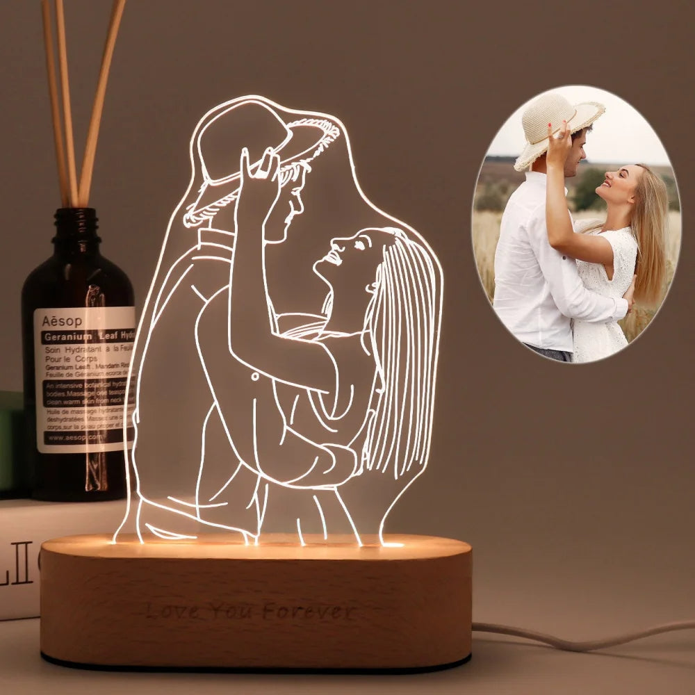 Custom acryl LED lamp met persoonlijke tekst, origineel cadeau voor speciale momenten, usb gevoed.