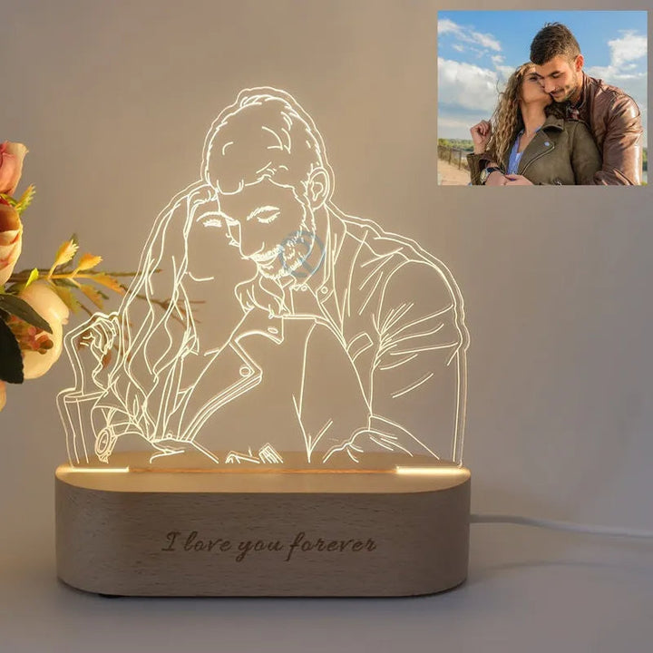 Gepersonaliseerde LED lamp met gravure, ideaal romantisch cadeau voor Valentijnsdag, Moederdag of jubilea.
