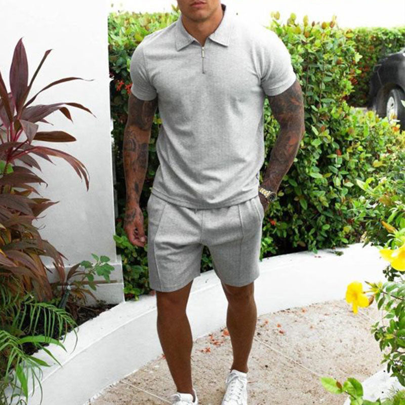 Heren zomer polo & short set. Comfortabele, stijlvolle kleding voor casual gelegenheden, strand of vakantie.