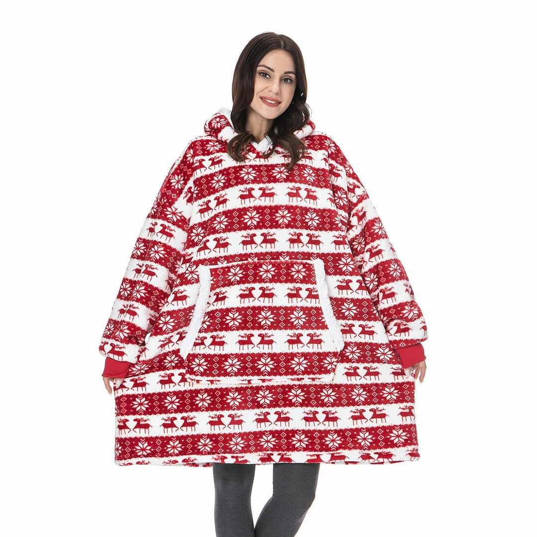 Warme hoodie deken, ideaal als relax kleding of als huispak.