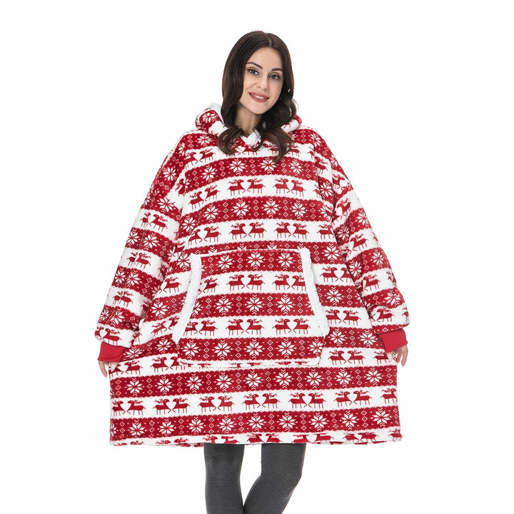 Warme hoodie deken, ideaal als relax kleding of als huispak.