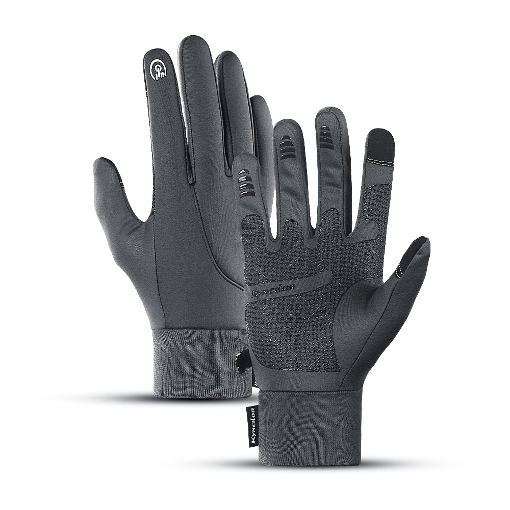 Zwarte touchscreen fietshandschoenen voor heren & dames. Winddicht, warm & compatibel met smartphone.