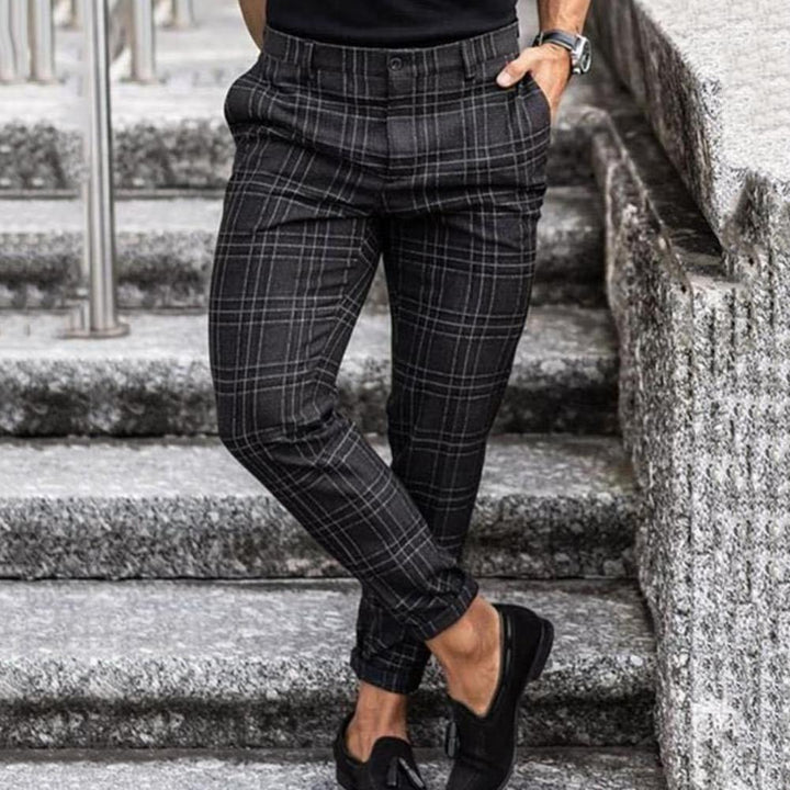 Trendy Heren Chris chino, comfortabel geruit design, slim fit voor een stijlvolle uitstraling.