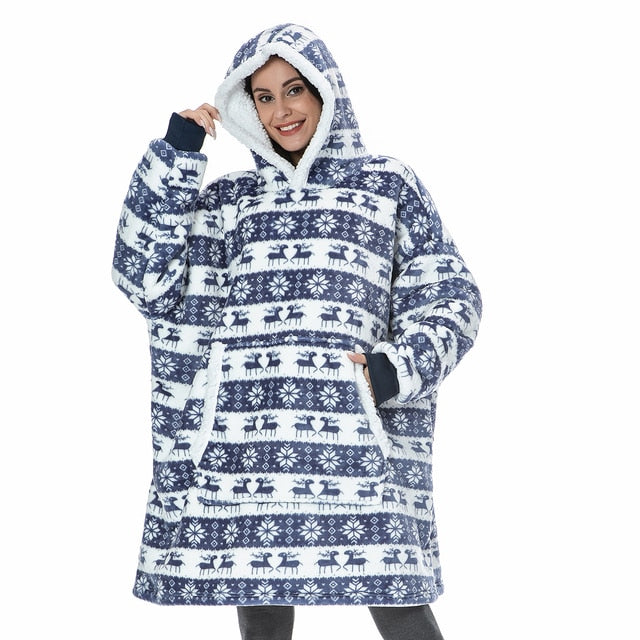 Ultiem zachte blanket hoodie, heerlijk warm voor koude avonden thuis.