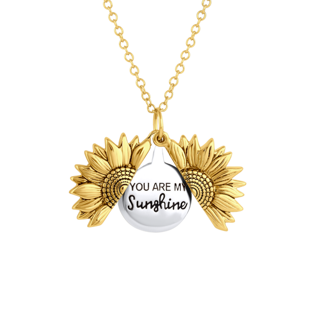 Damesketting Solara 'You Are My Sunshine' zonne-hanger. Goudkleurig, elegant en betekenisvol sieraad.