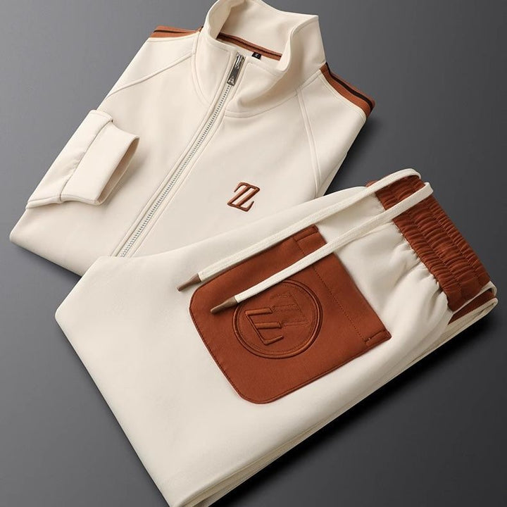 Zwart heren trainingspak Natale, een comfortabele lycra set, ideaal voor fitness en ontspanning.