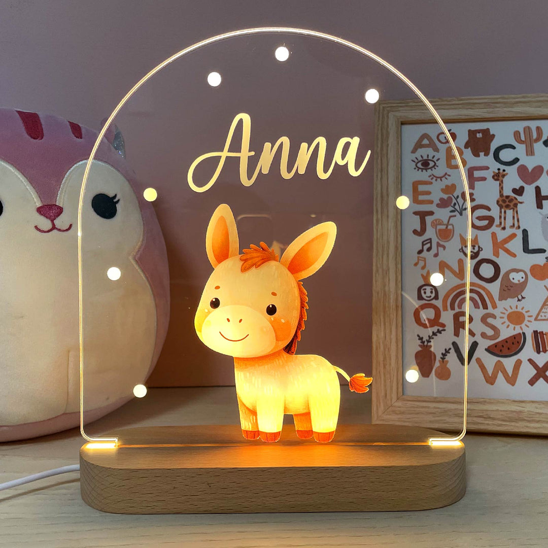 Cadeau voor kinderen: gepersonaliseerd nachtlampje met uil en naam, van plexiglas, LED verlichting.