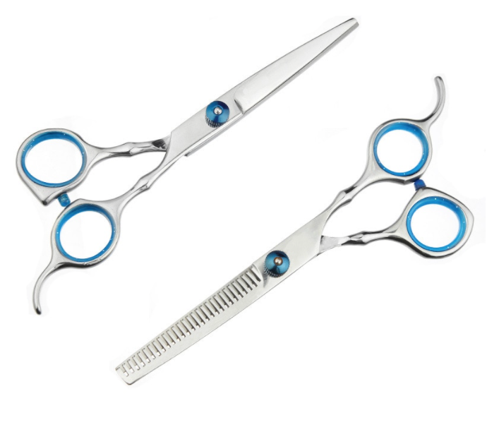 Professionele 10-delige kappersset met scharen en benodigdheden voor complete haarstyling en knipbeurten thuis.