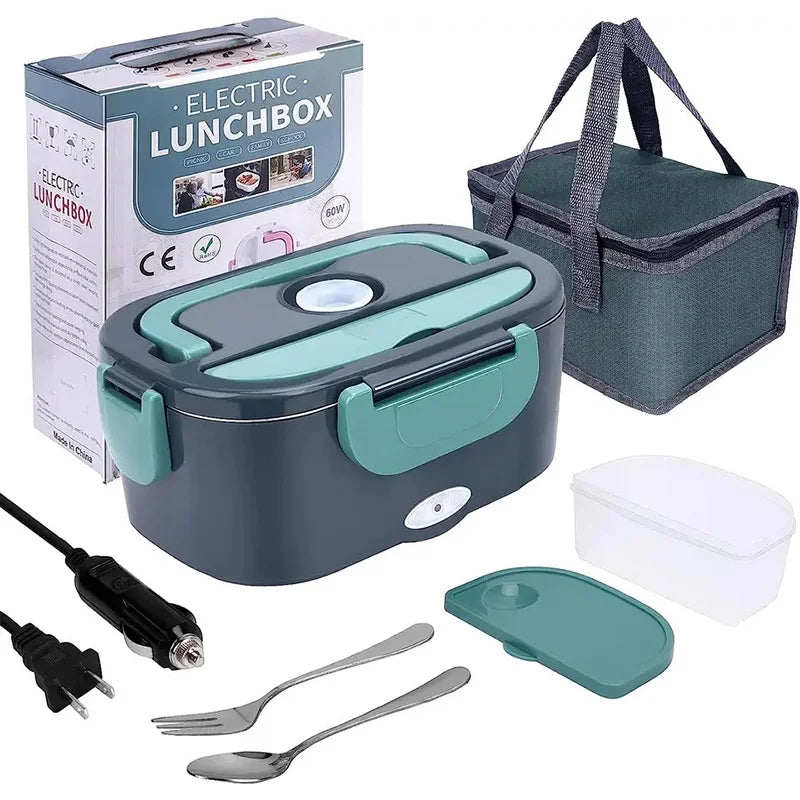 Compacte 60W elektrische lunchbox, handig mee te nemen voor warme maaltijden op kantoor of onderweg.
