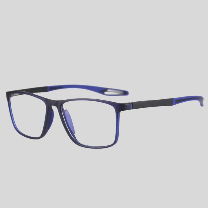 Blauwe unisex multifocale leesbril, praktisch en comfortabel voor dagelijks gebruik.