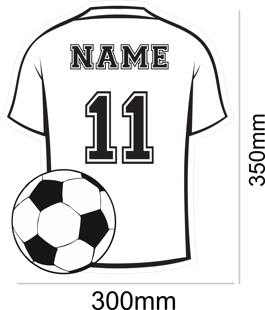 Voetbalshirt spiegel met LED verlichting. Personaliseer met je naam. Unieke sportdecoratie voor slaap- of kinderkamer.