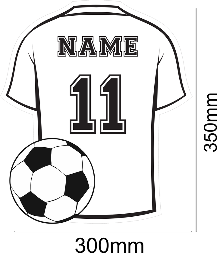 Voetbalshirt spiegel met LED verlichting. Personaliseer met je naam. Unieke sportdecoratie voor slaap- of kinderkamer.