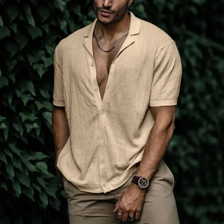 Ademend heren zomeroverhemd met knoopjes, perfect voor warme dagen, casual en strandkleding.