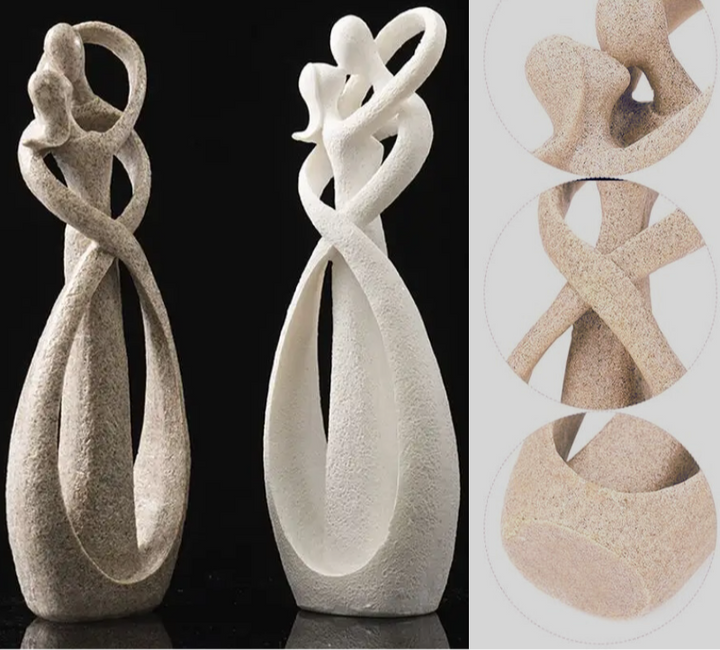 Modern abstract decoratiebeeldje dat liefde en verbinding symboliseert; een prachtig interieur accent.