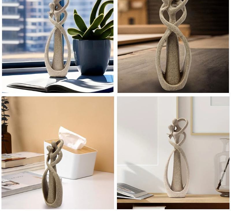 Smaakvolle home decoratie: abstract beeldje van een liefdespaar, tijdloos en elegant voor elk interieur.