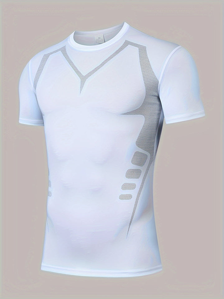 "Ademend heren Muscle Fit sport T-shirt, compressie, strak design, kuitervolg hoge performance, ideaal voor training."